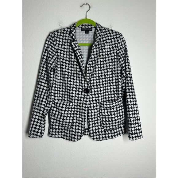 Russel Kemp Houndstooth Blazer Suit Jacket Black White Size S - Picture 1 of 9